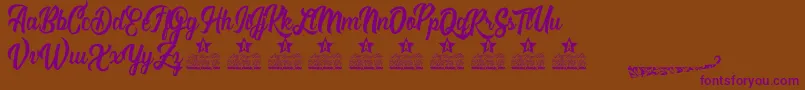Romantica Personal Use-Schriftart – Violette Schriften auf braunem Hintergrund