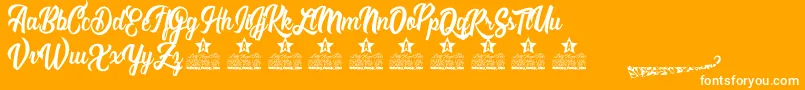 Romantica Personal Use-Schriftart – Weiße Schriften auf orangefarbenem Hintergrund