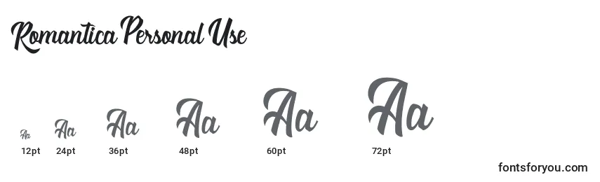 Romantica Personal Use Font Sizes