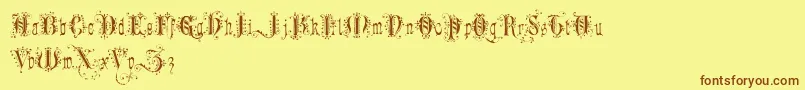 Romantically Yours-fontti – ruskeat fontit keltaisella taustalla