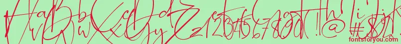 Romantically-Schriftart – Rote Schriften auf grünem Hintergrund