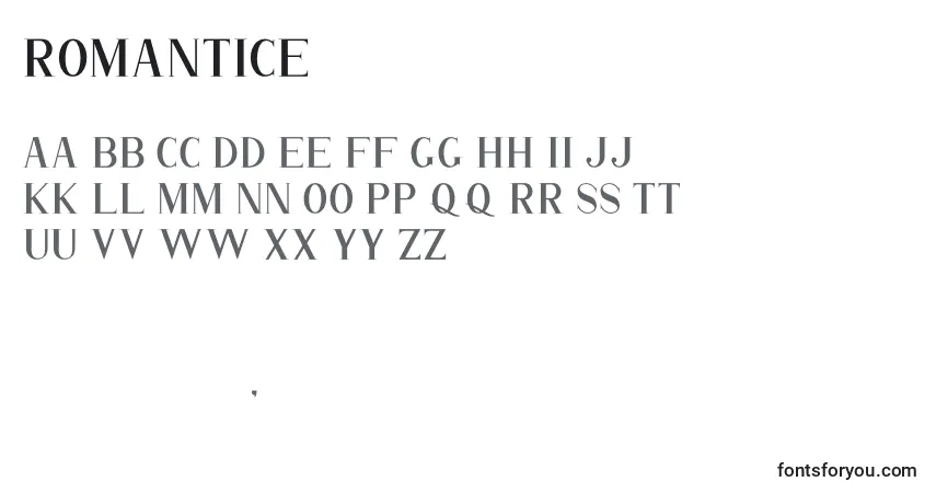 Шрифт ROMANTICE – алфавит, цифры, специальные символы