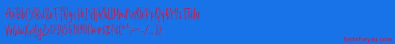 Romantick-Schriftart – Rote Schriften auf blauem Hintergrund