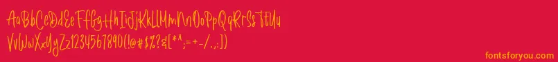フォントRomantick – 赤い背景にオレンジの文字