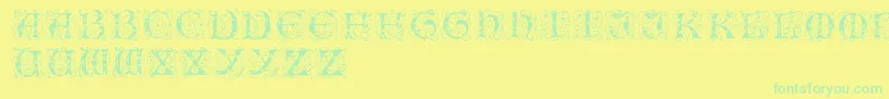 Romantik-Schriftart – Grüne Schriften auf gelbem Hintergrund