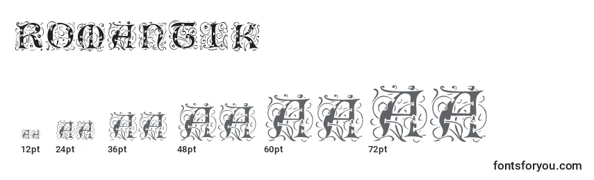 Размеры шрифта Romantik (139069)