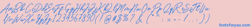 Romantina-Schriftart – Blaue Schriften auf rosa Hintergrund