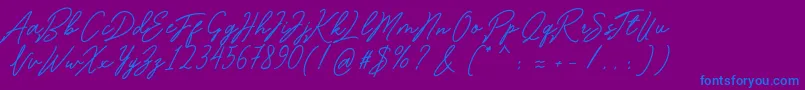 Romantina Font – Blue Fonts on Purple Background
