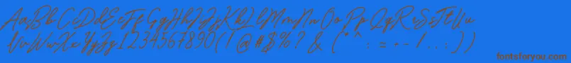Czcionka Romantina – brązowe czcionki na niebieskim tle
