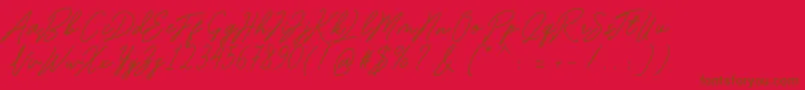 Romantina-fontti – ruskeat fontit punaisella taustalla