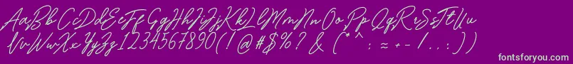 Romantina Font – Green Fonts on Purple Background