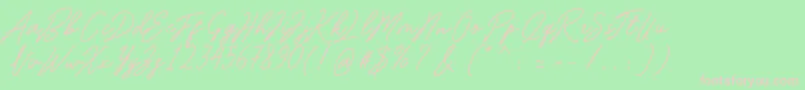 Romantina-Schriftart – Rosa Schriften auf grünem Hintergrund