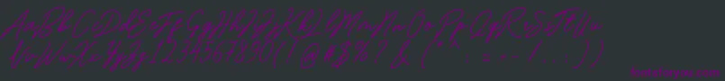 Romantina-Schriftart – Violette Schriften auf schwarzem Hintergrund