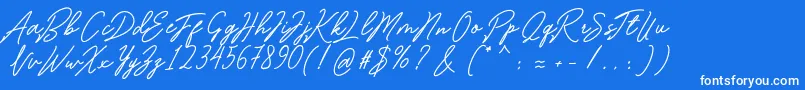 Romantina Font – White Fonts on Blue Background