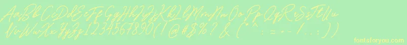 Romantina Font – Yellow Fonts on Green Background
