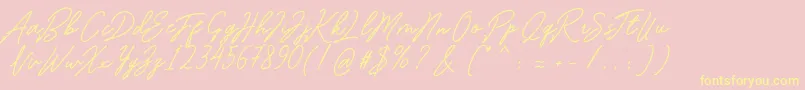 Romantina Font – Yellow Fonts on Pink Background