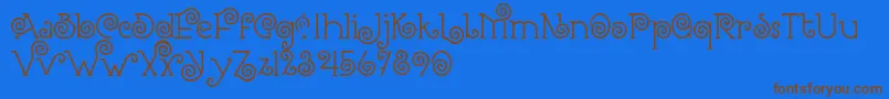 Romantine Demo-Schriftart – Braune Schriften auf blauem Hintergrund