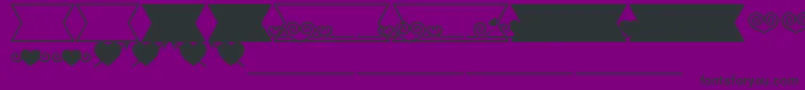 Czcionka Romantine Dingbats – czarne czcionki na fioletowym tle