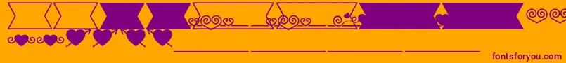Czcionka Romantine Dingbats – fioletowe czcionki na pomarańczowym tle