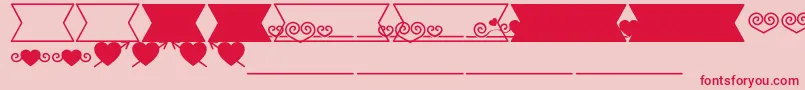 フォントRomantine Dingbats – ピンクの背景に赤い文字