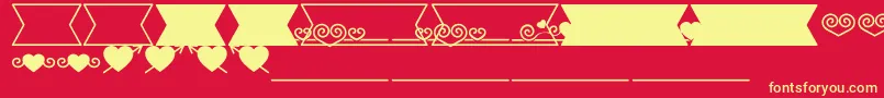 Romantine Dingbats-Schriftart – Gelbe Schriften auf rotem Hintergrund