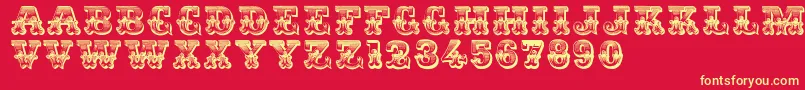 Romantiques Font – Yellow Fonts on Red Background