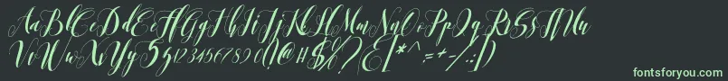 romantis momen Font – Green Fonts on Black Background