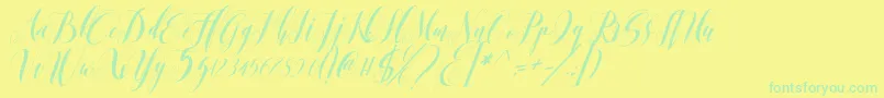 romantis momen Font – Green Fonts on Yellow Background