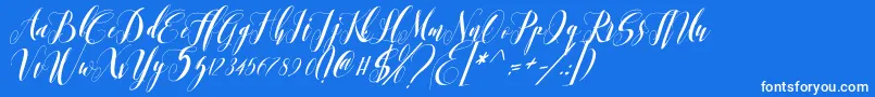 romantis momen-Schriftart – Weiße Schriften auf blauem Hintergrund