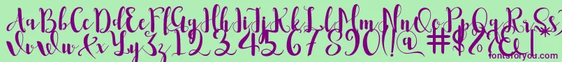 Romantis Font – Purple Fonts on Green Background