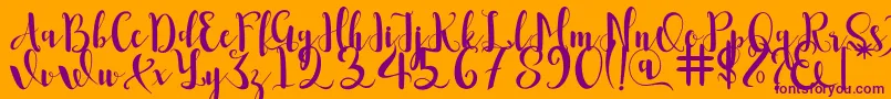 Romantis-Schriftart – Violette Schriften auf orangefarbenem Hintergrund