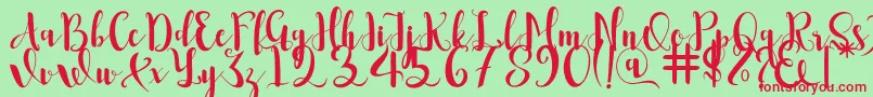 Romantis Font – Red Fonts on Green Background