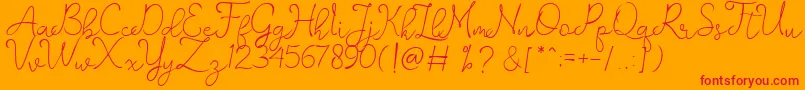 romantisch   personal use Font – Red Fonts on Orange Background