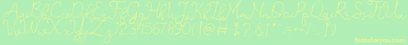 romantisch   personal use Font – Yellow Fonts on Green Background