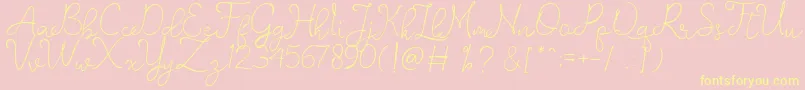 romantisch   personal use-Schriftart – Gelbe Schriften auf rosa Hintergrund