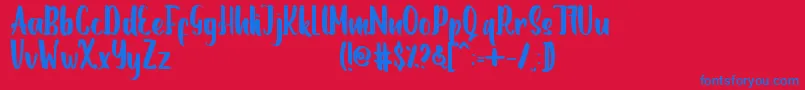 フォントRomanttica – 赤い背景に青い文字
