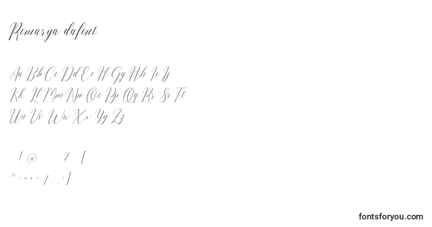 Schriftart Romarya dafont – Alphabet, Zahlen, spezielle Symbole
