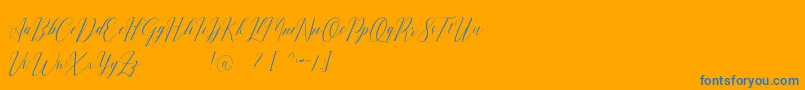 Romarya dafont Font – Blue Fonts on Orange Background