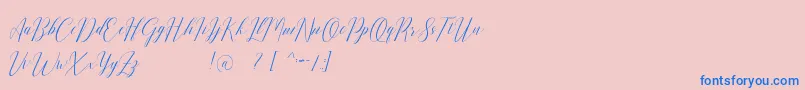 Romarya dafont-fontti – siniset fontit vaaleanpunaisella taustalla