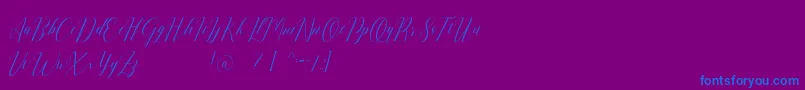 Romarya dafont-Schriftart – Blaue Schriften auf violettem Hintergrund