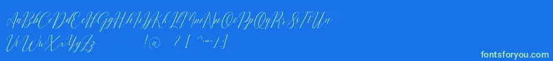 Romarya dafont Font – Green Fonts on Blue Background