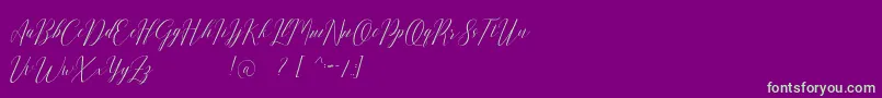 Romarya dafont-fontti – vihreät fontit violetilla taustalla