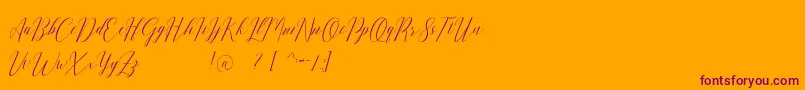 Romarya dafont-Schriftart – Violette Schriften auf orangefarbenem Hintergrund