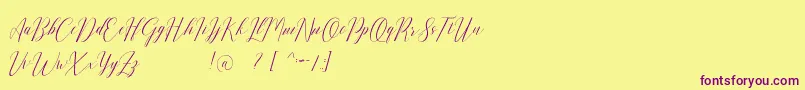 Шрифт Romarya dafont – фиолетовые шрифты на жёлтом фоне