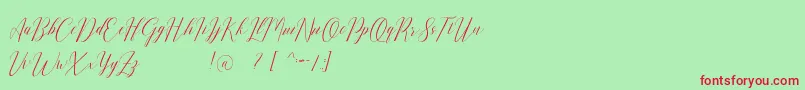 Romarya dafont Font – Red Fonts on Green Background