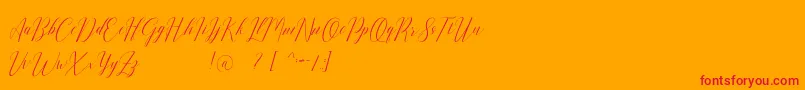 フォントRomarya dafont – オレンジの背景に赤い文字