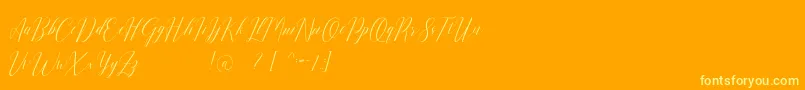 Romarya dafont-fontti – keltaiset fontit oranssilla taustalla