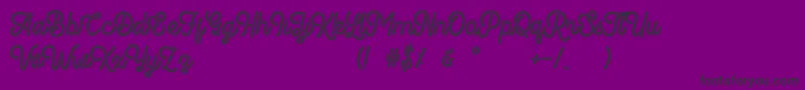 Romedhal Script Stamp-Schriftart – Schwarze Schriften auf violettem Hintergrund