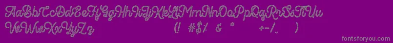 Czcionka Romedhal Script Stamp – szare czcionki na fioletowym tle