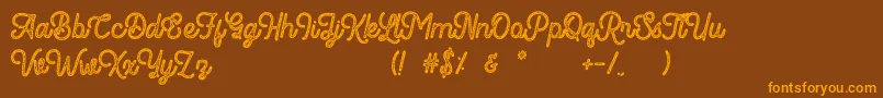 More about Romedhal Script Stamp Font Romedhal Script Stamp Font – Orange Fonts on Brown Background